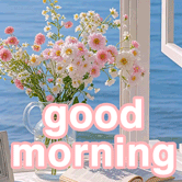 gif good morning with flowers
