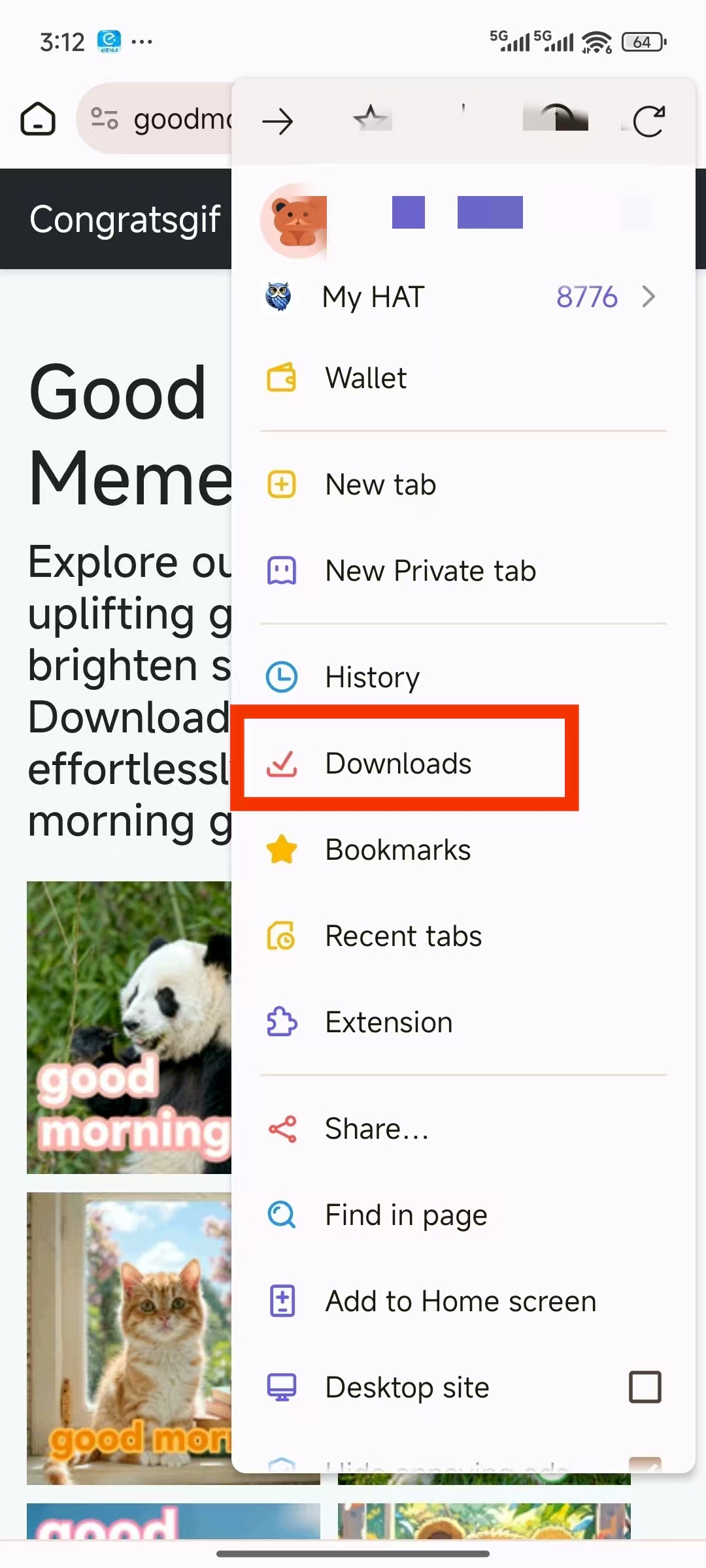 How to Download or Share a GIF in Google Chrome on Android, screenshot, Example